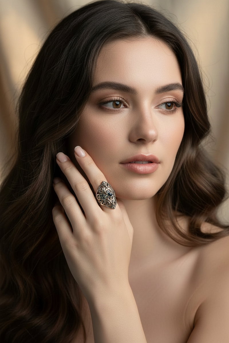 Vintage Silver Ring - New Background