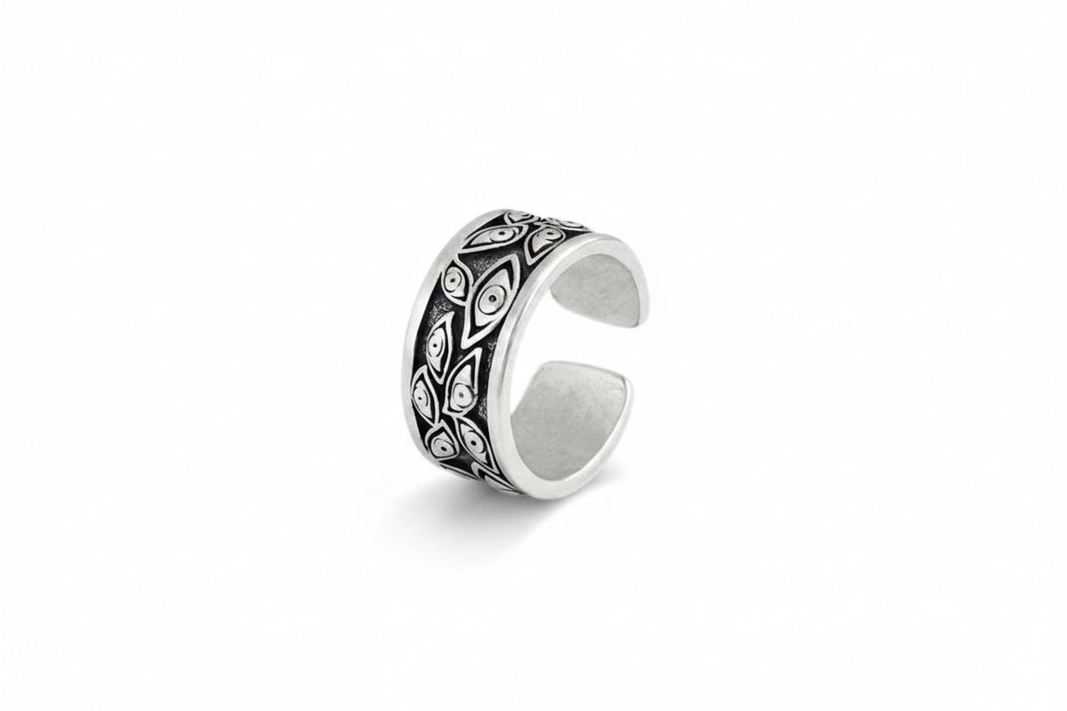 Eye Motif Adjustable Ring — Zinc Alloy