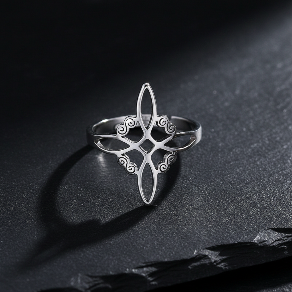 Filigree Cross Open Ring