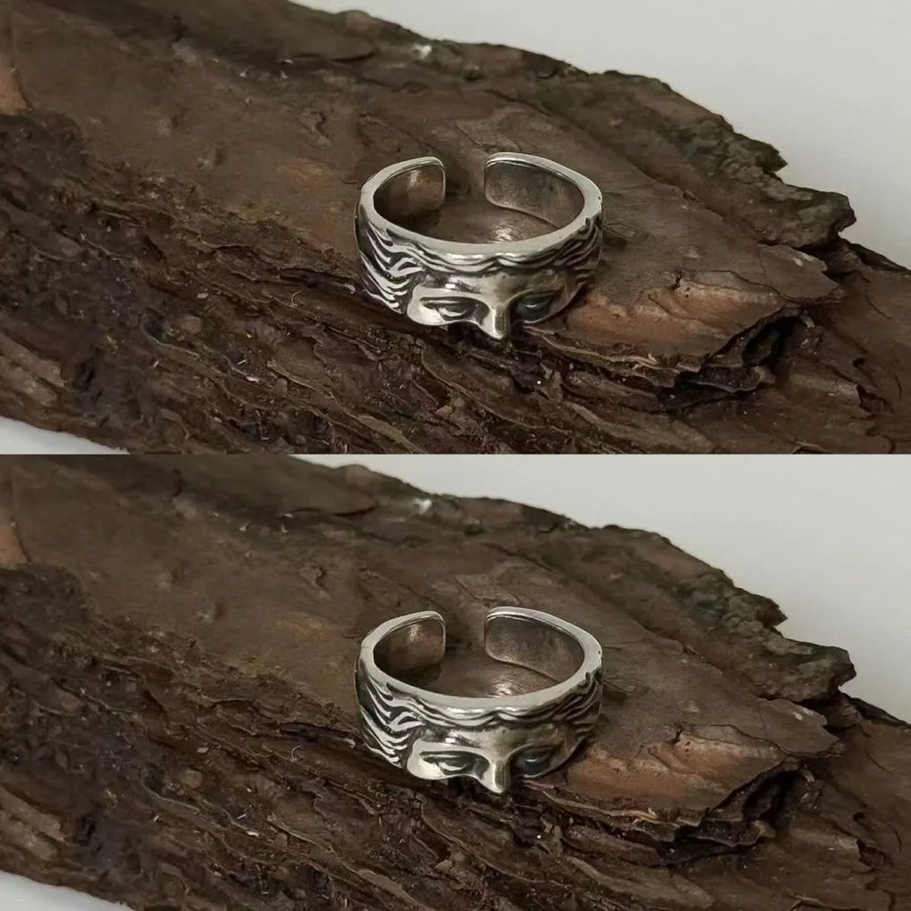 Oxidized Face Adjustable Ring